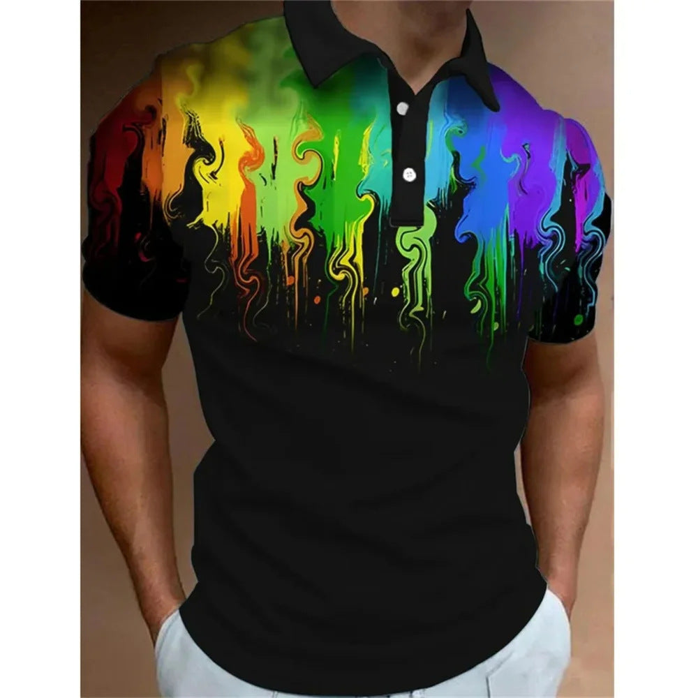 Men's 3D Rainbow Printing Summer Casual T-shirt Top