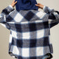 Women's Fashion Hooded Plaid Shirt Woolen Coat