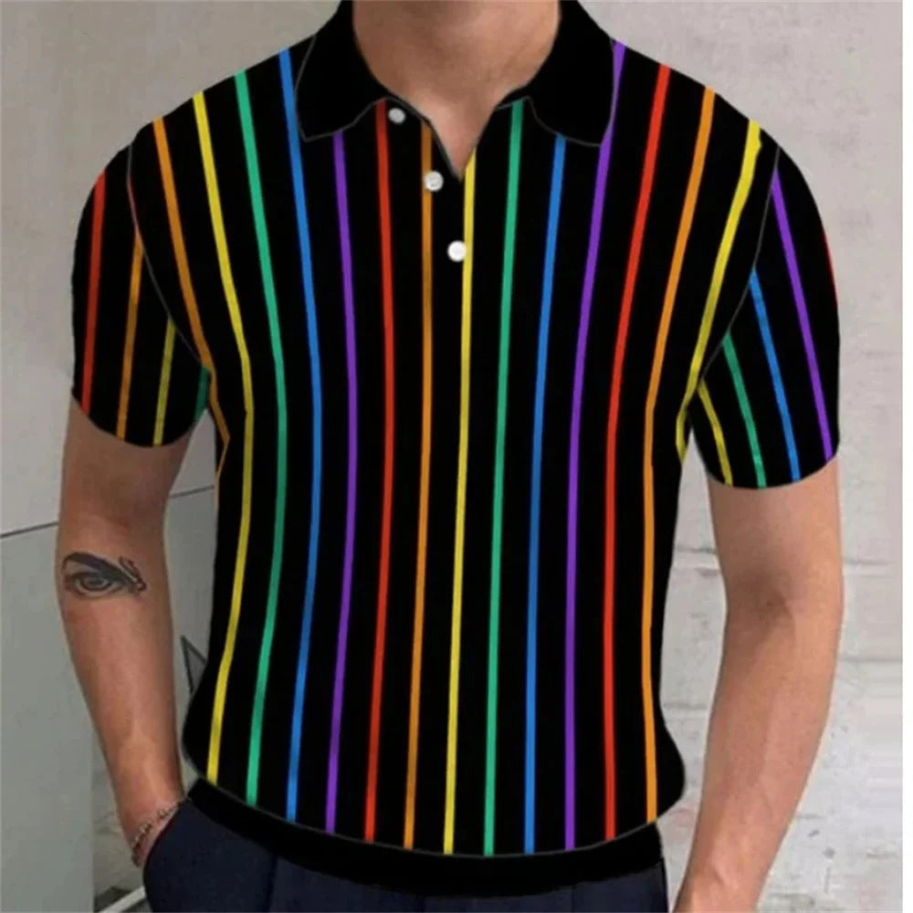 Men's 3D Rainbow Printing Summer Casual T-shirt Top