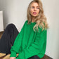 Sweater Round Neck Loose Solid Color Sweater