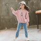 Girls' Clothes Beer Print Top Jeans Suit Western Style