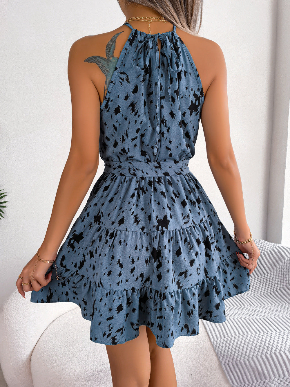 Ruffled Mini Printed Swing Dress