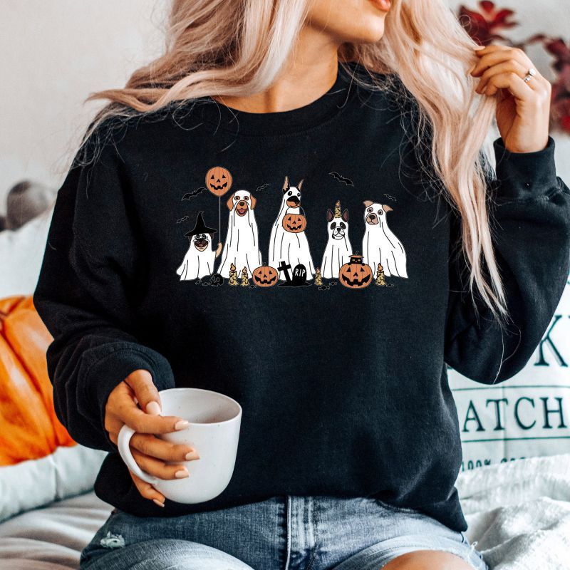 Women's Round Neck Halloween Printed Sweater