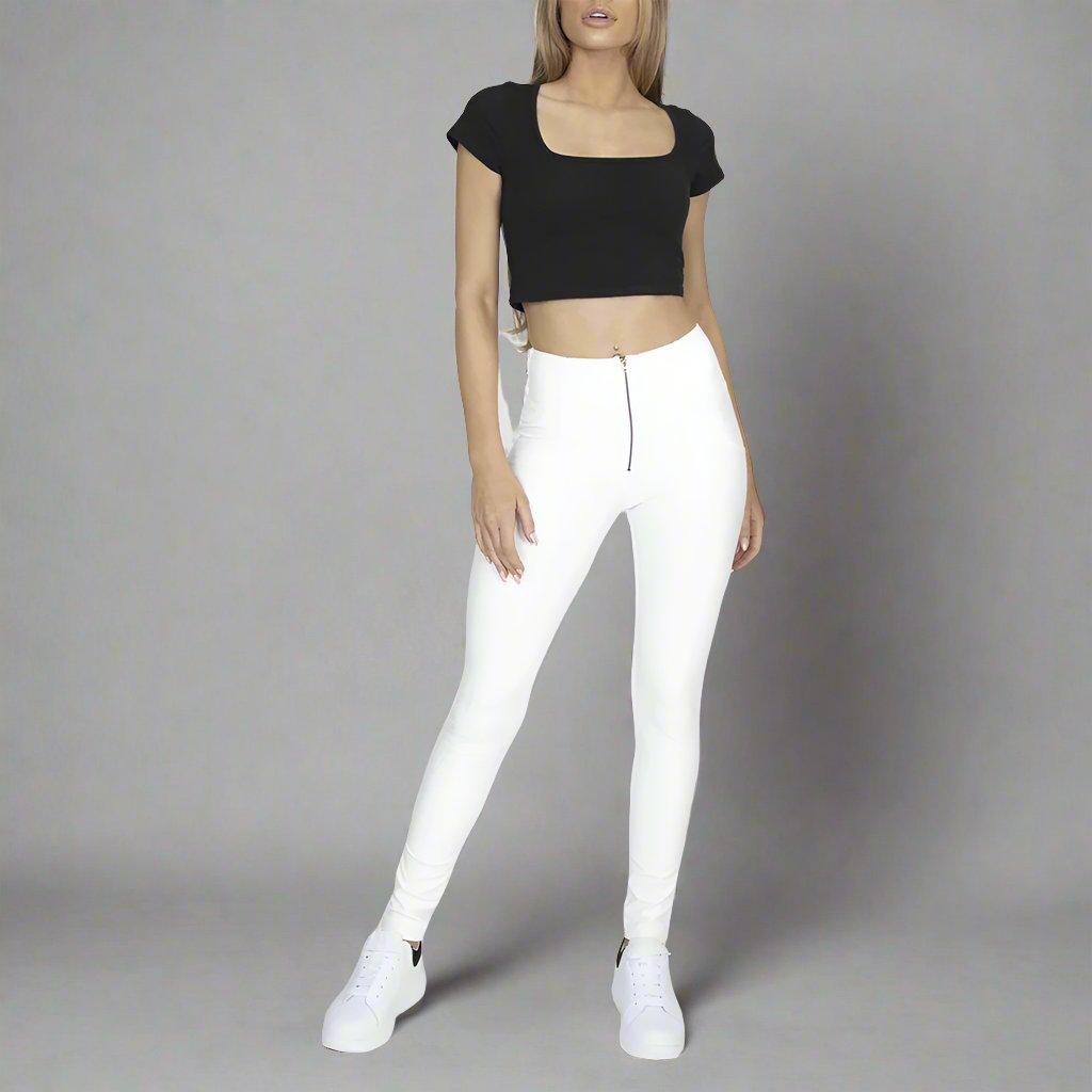 Faux Leather Pants in White