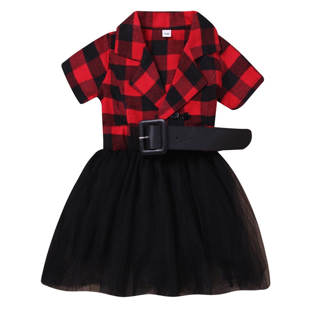 Girl's Tutu Dress With Plaid Shirt