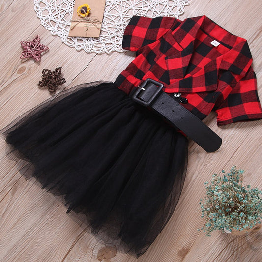 Girl's Tutu Dress With Plaid Shirt