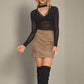 Ladies Leather Suede Pencil Skirt Bodycon Short Skirts Women