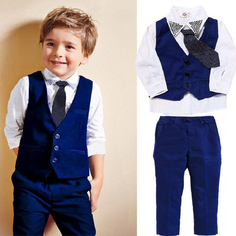 Boys 3 Pcs Vested Suit