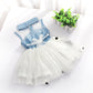 Girls' Dresses, Summer Children'S Korean Denim Skirts, Pure Color Flower Mesh Skirts, Baby Princess Puffy Skirts