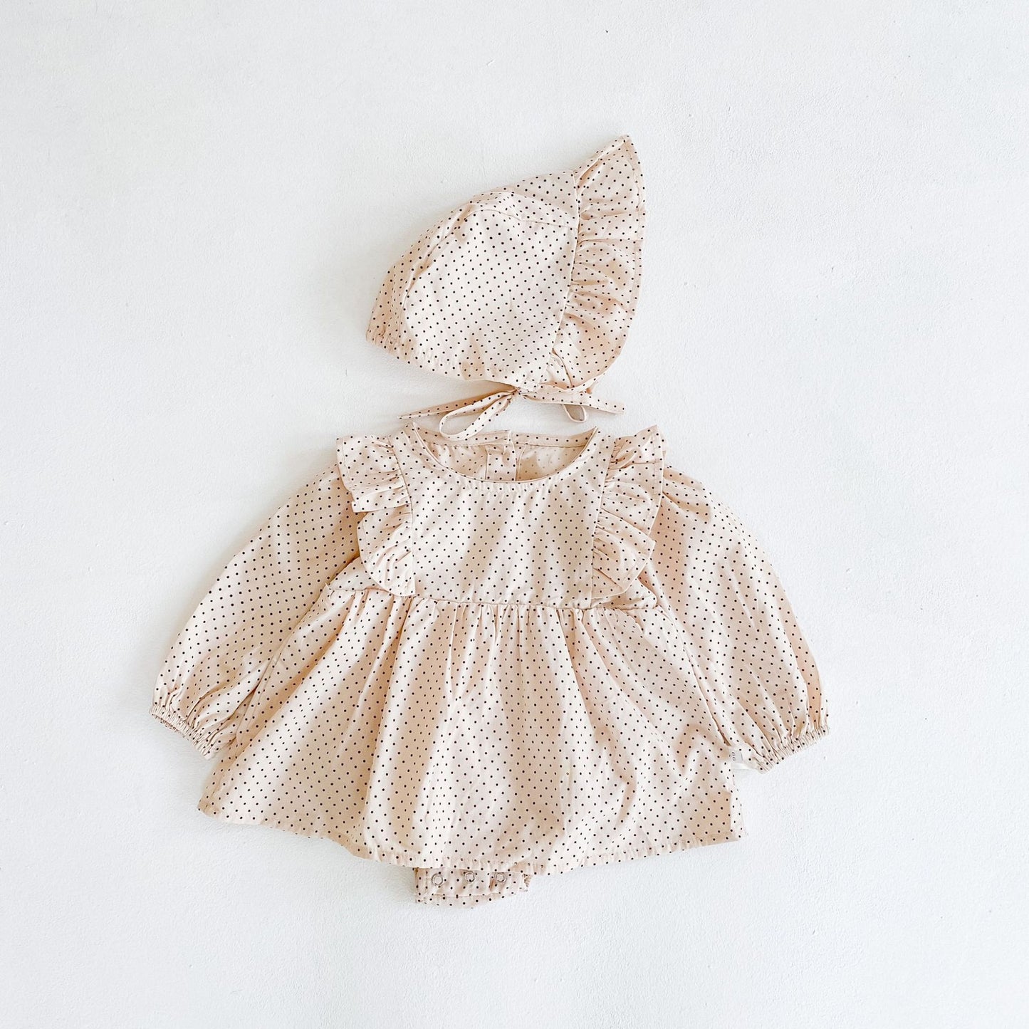 Baby Girl Romper Dress With Bonnet