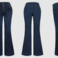 Stitching Washed Denim Stretch Slim Fit Bell-bottom Pants