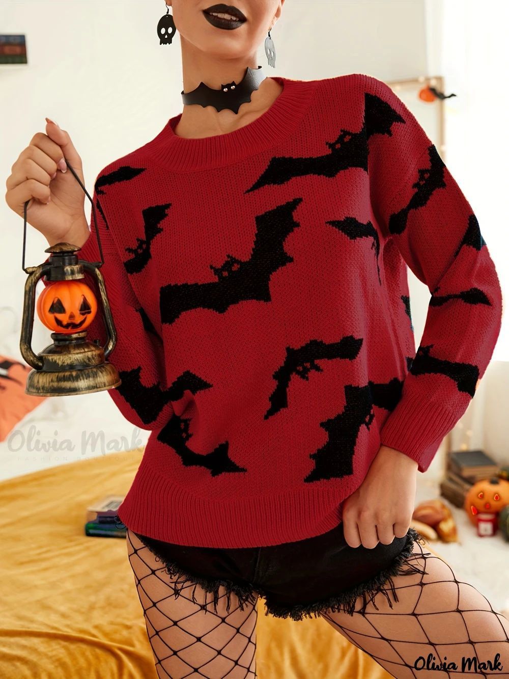 Women's Long Sleeved Halloween Jacquard Sweater Knitted Top Women's Clothing