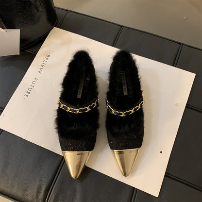 Korean Version Of Pointed Mao Shoes Women Wear Velvet