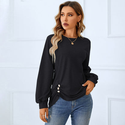 Women's Top Round Neck Long-sleeved T-shirt