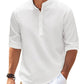 Men's Casual Shirt  Long Sleeve Stand Collar Solid Color Shirt Mens Clothing