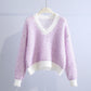 Women's Fashion Loose Plaid Knit Sweater