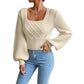 Solid Color Square Collar Sweaters Women's Clothing