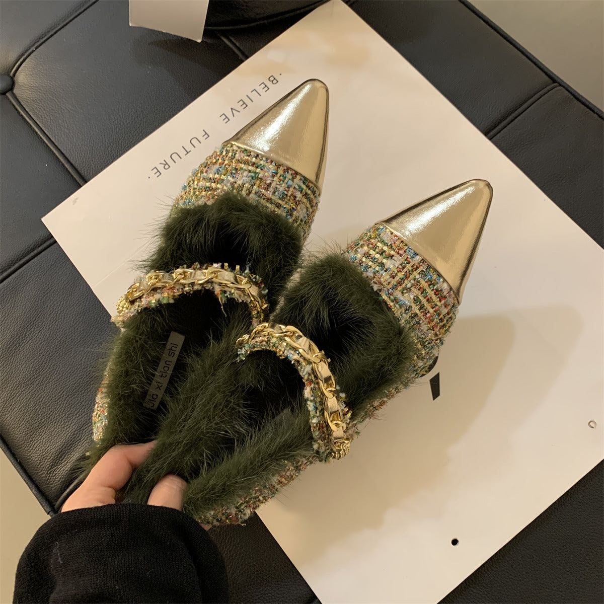 Korean Version Of Pointed Mao Shoes Women Wear Velvet