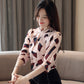 Womens Pullover Print Top Stand Collar Loose Chiffon Shirt