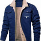 Men's Fleece-lined Cotton Casual Jacket Winter Lapel Single Breasted Warm Outerwear