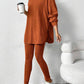 Autumn Solid Color Sunken Stripe Loose-fitting Hoodie Long Sleeve Suit