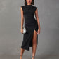 Solid Color Slim-fit Sheath Dress Temperament Split