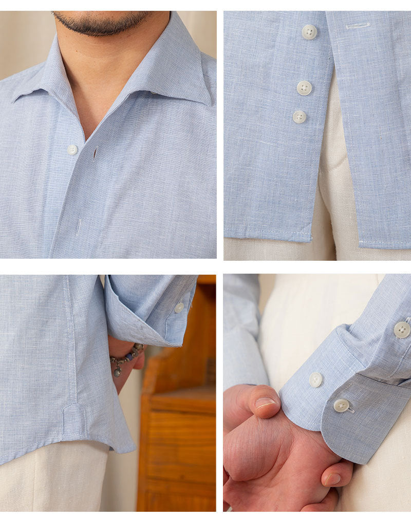 Men's Casual Breathable Cotton And Linen Shirt