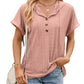 New Solid Color Hooded Button T-shirt Loose Hollow Design Short-sleeved Top For Womens Clothing