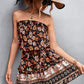 Women's Bohemian Floral Print Strapless Dress Summer Beach Dress