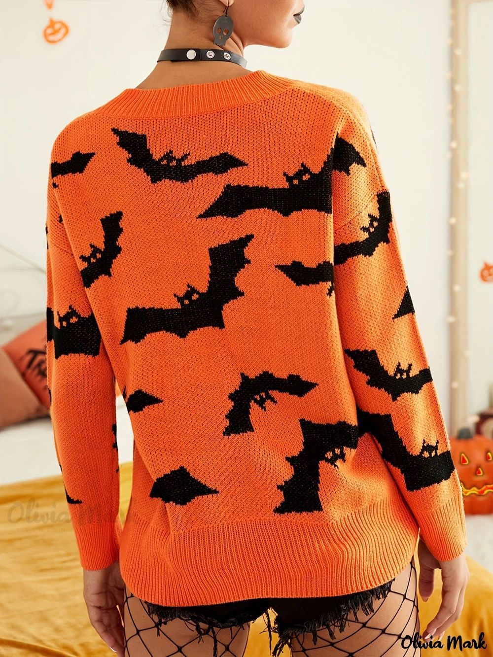 Women's Long Sleeved Halloween Jacquard Sweater Knitted Top Women's Clothing