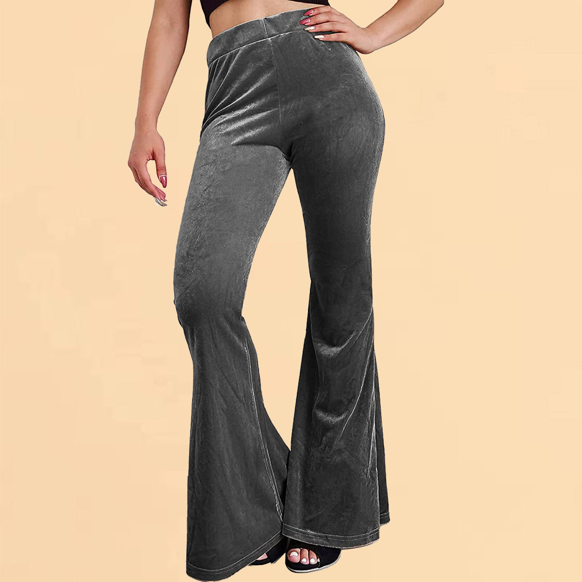 Velvet Bell-bottom Pants Casual Women