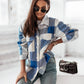 Women's Fashionable Color Plaid Shirt Brushed Woolen Coat