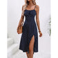 New Polka Dot Print Suspender Dress Summer Sexy Slit Long Dresses For Womens Clothing