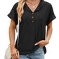 New Solid Color Hooded Button T-shirt Loose Hollow Design Short-sleeved Top For Womens Clothing