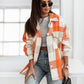 Women's Fashionable Color Plaid Shirt Brushed Woolen Coat