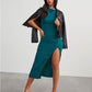 Solid Color Slim-fit Sheath Dress Temperament Split