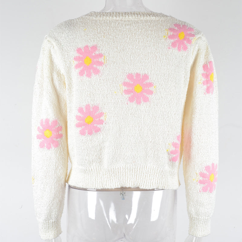 Women's Floral Print Knit Sweater