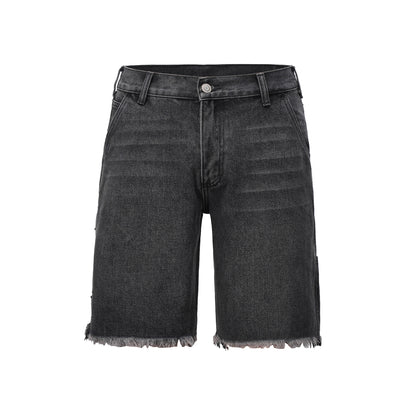 High Street Washed Overalls Daddy Pants Retro Cat Beard Denim Shorts