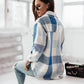 Women's Fashionable Color Plaid Shirt Brushed Woolen Coat