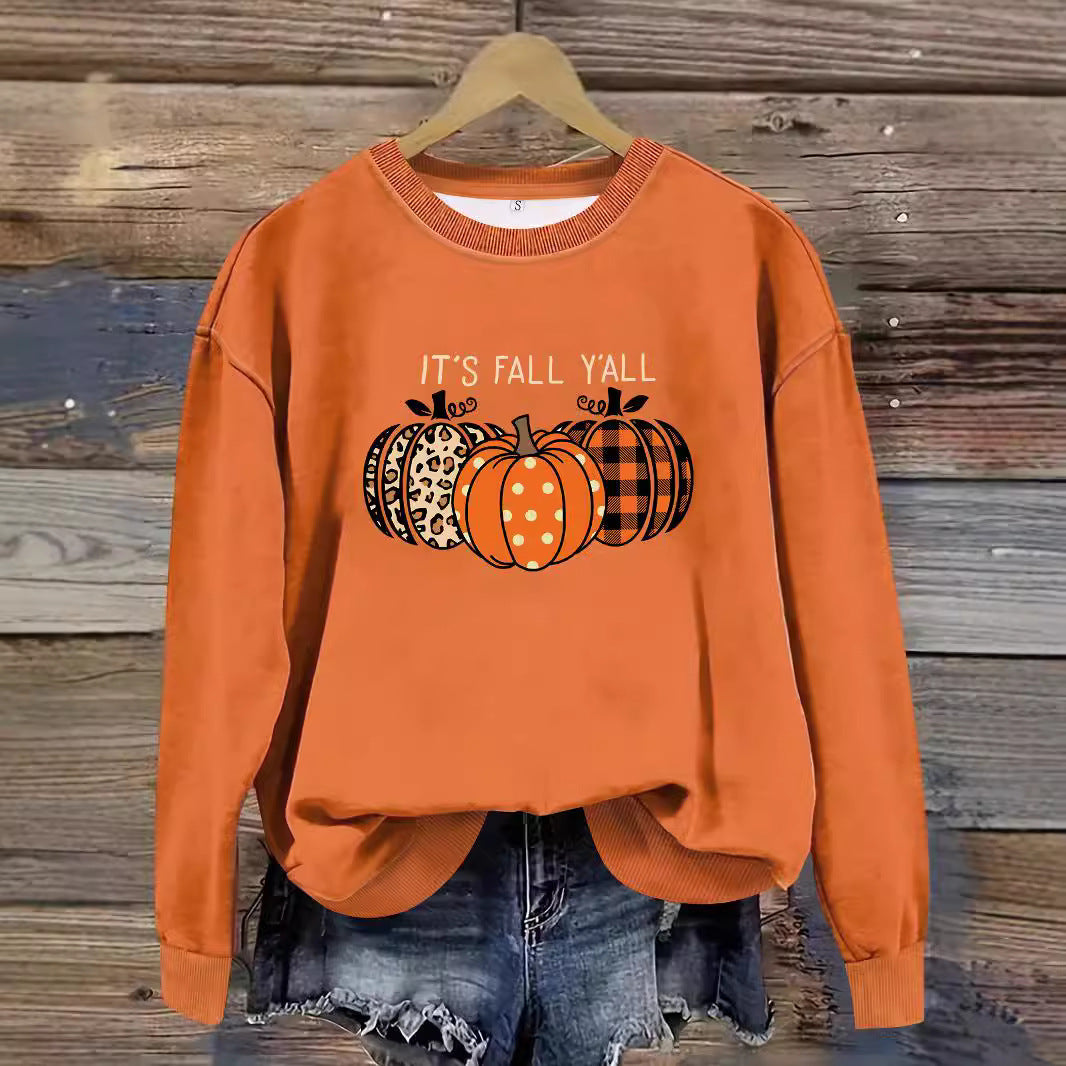 Round Neck Halloween Pumpkin Sweater