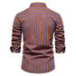 Men's Fashionable All-match Striped Long-sleeved Cotton Shirt Top