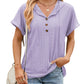 New Solid Color Hooded Button T-shirt Loose Hollow Design Short-sleeved Top For Womens Clothing