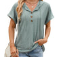 New Solid Color Hooded Button T-shirt Loose Hollow Design Short-sleeved Top For Womens Clothing