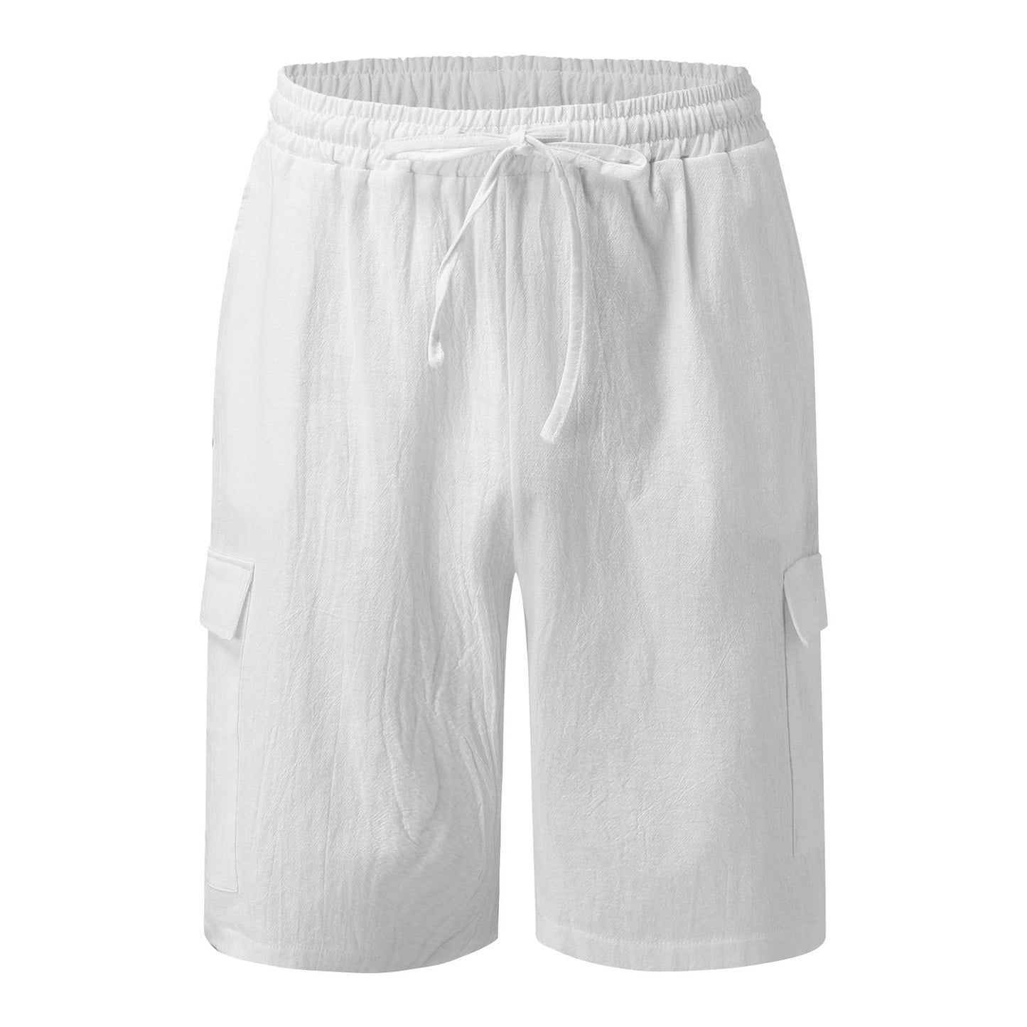 Men's Casual Vacation Beach Hawaiian Cotton Linen Multi-pocket Workwear Shorts