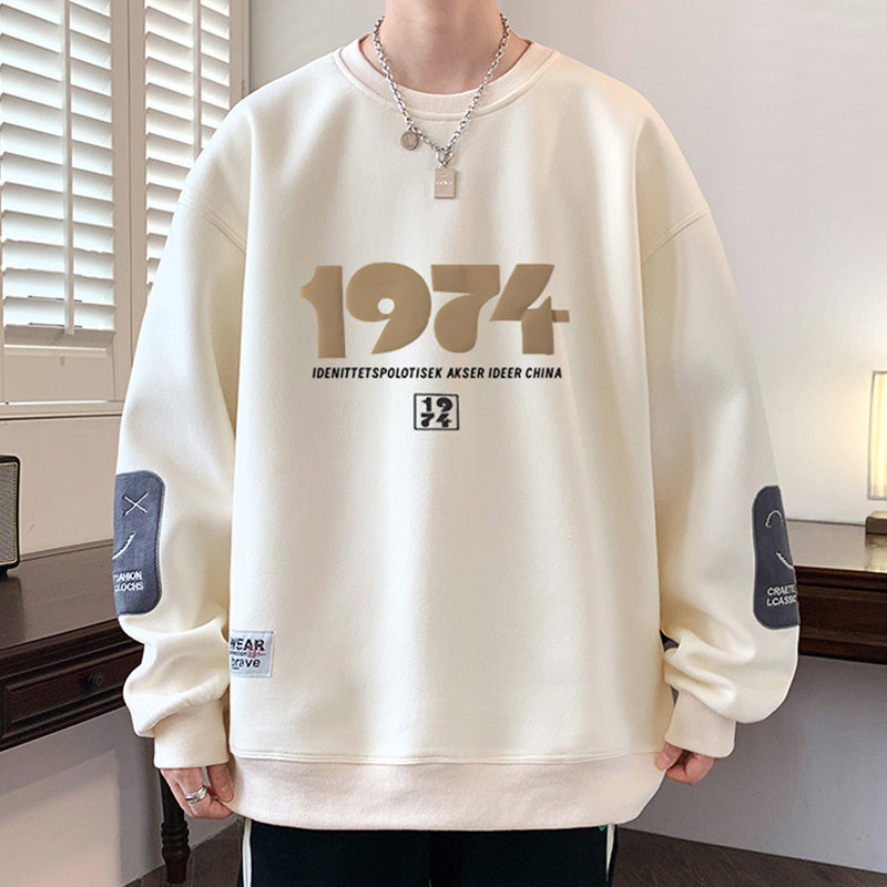 Youth Fleece-lined Thickened Men's Sweater Autumn And Winter Loose Fashion Brand Warm Top