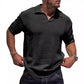 Men's V-Neck Knitted Polo Shirt