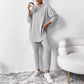 Autumn Solid Color Sunken Stripe Loose-fitting Hoodie Long Sleeve Suit