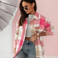 Women's Fashionable Color Plaid Shirt Brushed Woolen Coat