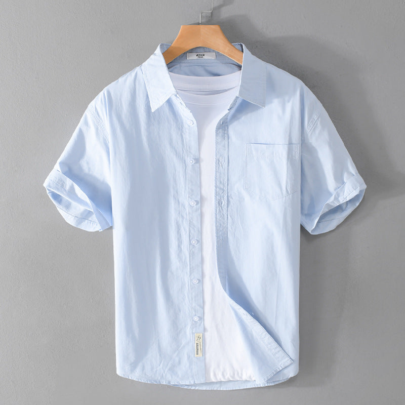 Summer Short Sleeve Loose Thin Japanese Leisure Pure Cotton Simple