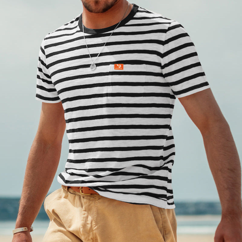 Striped Men's Short Sleeved T-shirt For Summer Casual Wear